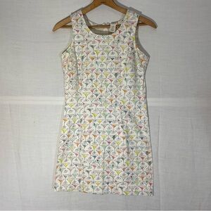 Vintage Martini print shift dress. Size S. Line 2. Pre-owned. Small stain pit